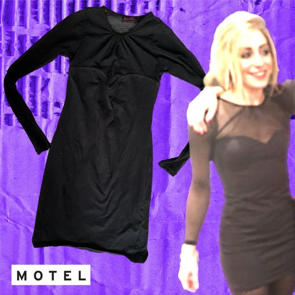 motel rocks sheer dress Women's Chiara Mini Dress in Sheer Knit Red, XXL , Sheer , Scoop Neckline red